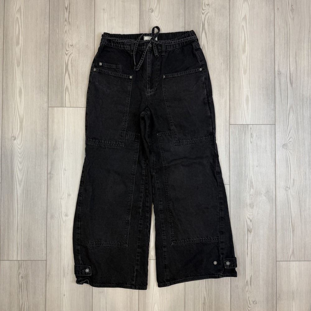 WE THE FREE CRVY Outlaw Wide-Leg Jeans Women's Medium Black Jasper‎